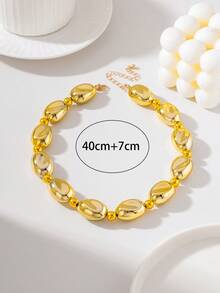 Conjunto de joyería vintage francés de alta gama con collar, pulsera y pendientes con cuentas de piedras preciosas asimétricas, elegante accesorio de nicho como regalo para mujeres - Amarillo Oro - Ver 4