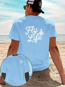 Camiseta Casual para Hombre Fly Life Fly Fishing con Estampado de Letras Estilo Vintage, con un diseño creativo, estampado a doble cara en la parte delantera y trasera, cómoda y transpirable - Negro - Ver 9