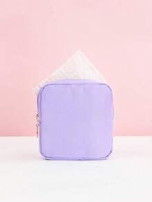Sanitary Pad Storage Bag, Portable Menstrual Organizer Pouch With Zipper, Travel And Daily Use, Compact Period Essentials Case - Lilac Purple - View 4