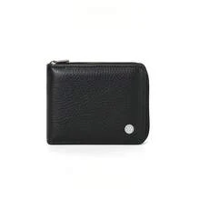 1pc Brown PU Leather Men's Zipper Around Wallet, Compact Bifold Card Holder With Metal Logo, For Daily Use - Multicolor - View 3