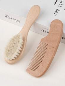 1/2 Pieces Hair Brush And Comb Set, Soft Goat Hair Bristle Wooden Hair Brush, Smooth Wood Comb, Portable Hair Grooming Styling Kit For Home Travel Daily Use - Multicolor - View 8