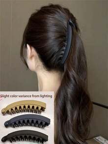 3Pcs/1pc Large Matte Banana Hair Clips, Secure Hold Ponytail Barrettes For Thick Thin Hair, Women Casual Office Daily Hair Accessory Set,Claw Clips - Multicolor - View 3
