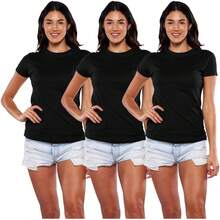 Alfani Playera Manga Corta para Mujer 3Pack, Cuello Redondo, 100% Algodon - Negro - Ver 10