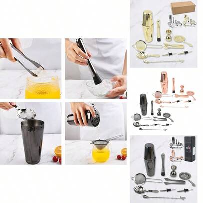 Boston Flask Mixer Bar Mixology 11-Piece Cocktail  Cup Mixer Shaker Set