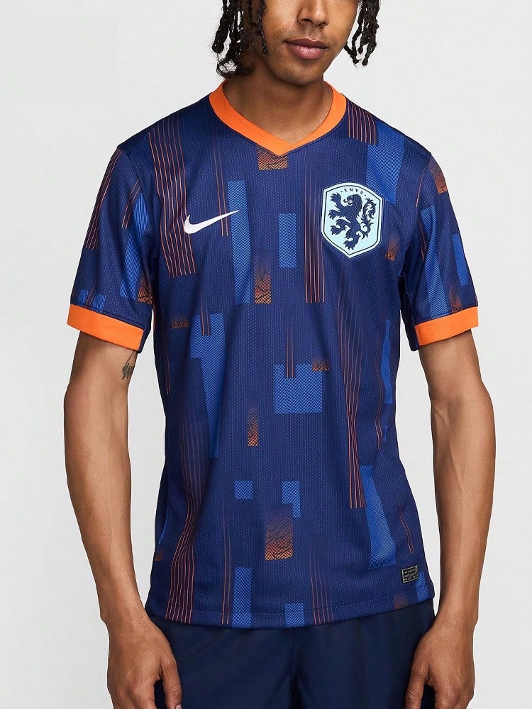 Nike 標誌刺繡滿印直筒合身短袖足球衣 男款 深藍色 - 深藍色 - 查看 1