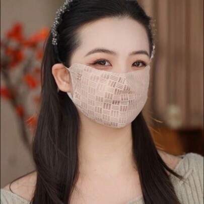 Checked Sun Mask With Starry Rhinestones And Four-Leaf Clover Detail, Eye-Side UV Protection. Washable, Breathable And Lightweight. Friends' Gift First