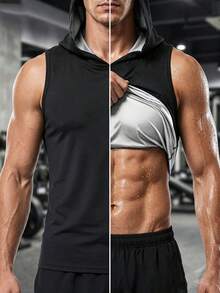 ARUNOW Tank Top Kompresi Tanpa Lengan Berkerudung untuk Pria, Rompi Olahraga Lari dan Latihan Kebugaran Silver Lining untuk Musim Gugur - Light Grey - View 4