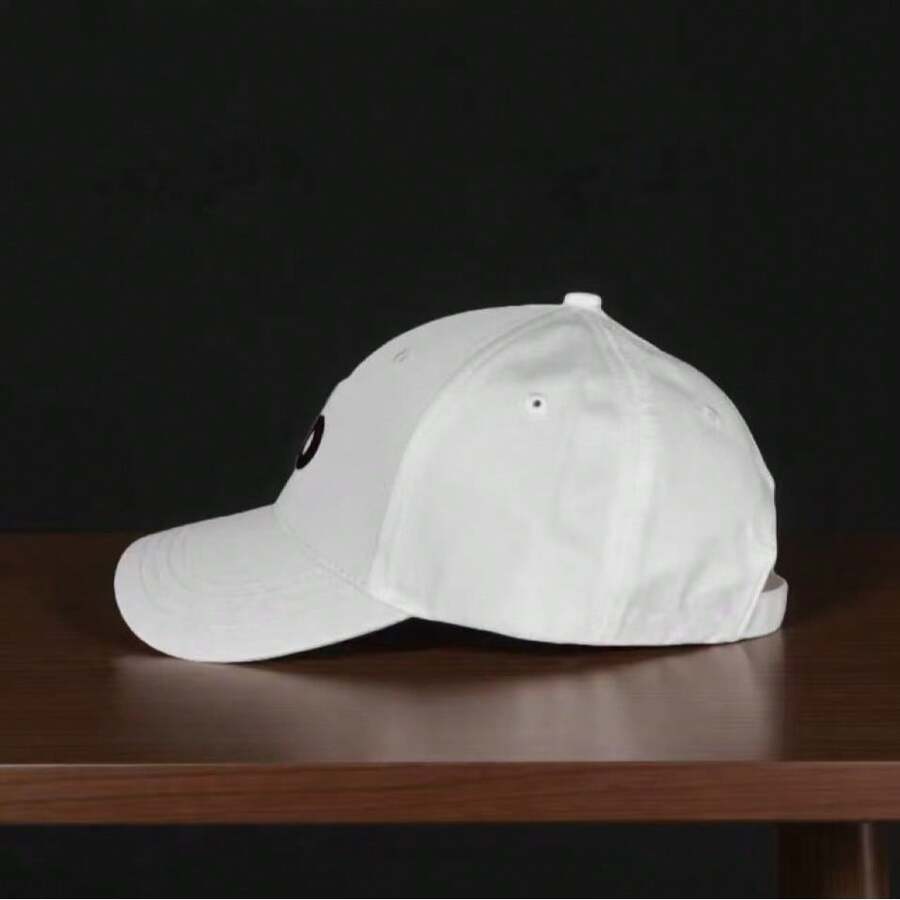 1件韓式3D刺繡軟頂棒球帽，大頭圍，百搭戶外彎帽簷帽，顯臉小尖頂帽 - 白色 - 查看 1