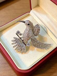 1pc Exquisite Bird Brooch, High-End Elegant Fashion Pin, Versatile Brooch Accessory - Silver - View 1