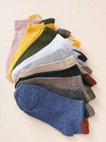 10 Pairs Women's Breathable Comfortable Versatile Soft Socks, Low-Cut Low-Top Sweat-Absorbent Couple Japanese Style Ear-Design Short Socks - Multicolor - View 2