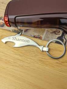 Customized Personalized Stainless Steel Shark Keychain Bottle Opener - Custom Laser Engraved Wedding And Party Gift, Ideal Groomsman Gift For Wedding Events, Unique Party Favor And Bar Accessory, Perfect Wedding Guest Souvenir And Beer Lover Gift, Suitable For Men And Beer Enthusiasts, Laser Engraved Wedding Keepsake And Party Decor Accessory - Multicolor - View 3