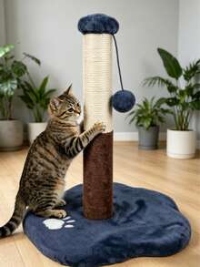 Sisal Cat Scratching Post, Wear-Resistant And Scratch-Resistant To Protect Furniture, Stable Base Preventing Tipping, Paired With A Teasing Pom-Pom For Cats, Serving Both Claw Sharpening And Play Purposes - Multicolor - View 4