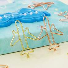 10/20/40pcs Creative Airplane Shaped Gold Rose Color Metal Paper Clips, Office Supplies, Suitable For Planner, Notebook, Card Packaging, Office School Stationery Gift - Airplane - View 3