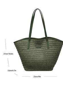 Bolso de hombro minimalista de gran capacidad Bolso tote Bolso de hombro arcoíris - Verde - Ver 2