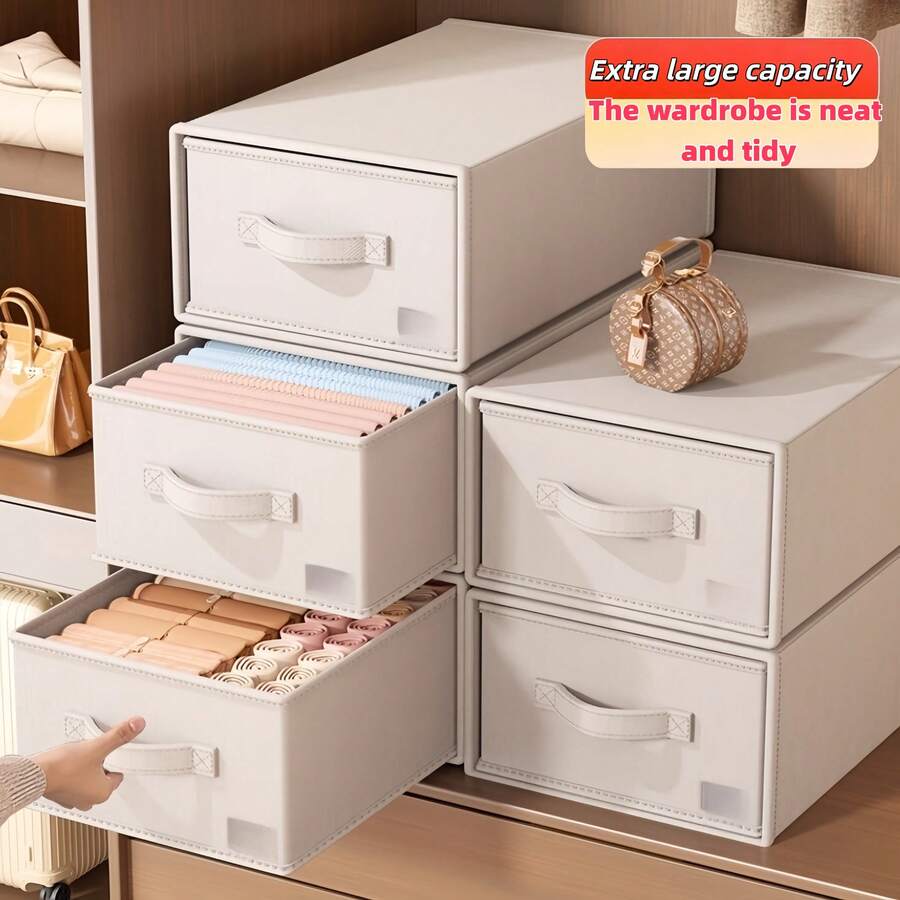 Foldable Drawer Storage Box, Multi-Functional Wardrobe Storage Bin, Large Capacity Clothing Storage Organizer, Drawer Storage Cabinet, Home Snack Toy Clothing Organizer Box, Foldable Storage Cabinet, Multi-Layer Bedroom Nightstand - Multicolor - View 1