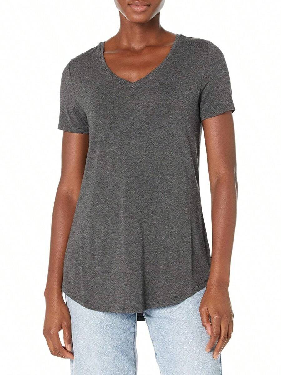 Essentials Túnica de Manga Corta con Cuello en V, Disponible en Paquetes de 2 Camisa Tipo túnica para Mujer - Azul marino - Ver 1