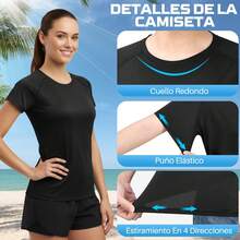 Lukovee Paquete de 5 Camisetas Deportivas para Mujer de Secado Rápido, Playeras Blusas Deportivas Mujer Transpirable, Ajuste Holgado, para Fitness, Yoga, Correr, Gimnasio - Colores oscuros - 5 piezas - Ver 3