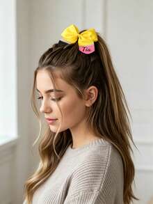 1pc Customized Pencil Bow Hair Accessory, Personalized Bow Hair Tie, Custom Women's Bow Hair Tie, Back To School Graduation Student Hair Accessory - Multicolor - View 3