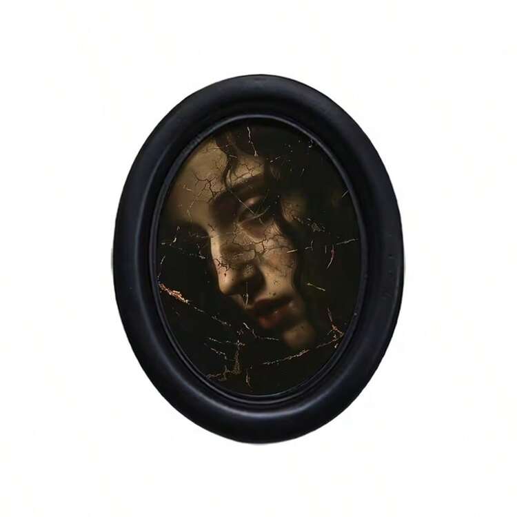 1pc 3D Black Oval Vintage Picture Frame, Gothic Style, Horror Atmosphere, Halloween Thanksgiving Autumn And Other Holiday Decoration, Exquisite Home Decor, Office Decor Art, - 4 - View 7