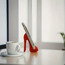 1pc 3D Printed Red High Heel Phone Stand, Suitable For Office Desk Decor, Bedroom Bedside Creative Slouchy Support Bracket - F - View 2