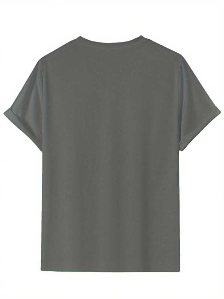 Men's Short-Sleeved T-Shirt With Round Neck And Letter Print Design, Summer Fashion. - 石板灰 - 查看 3