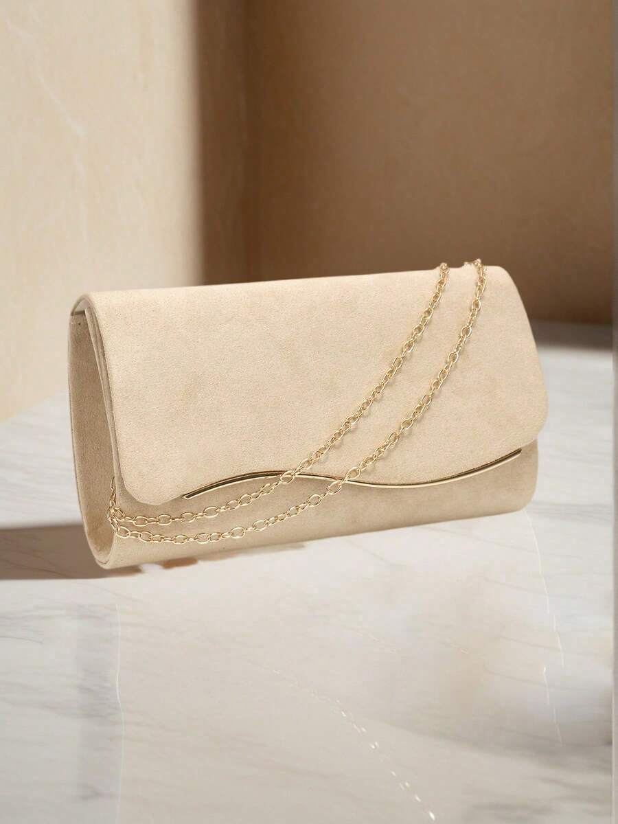 Women's Straw & Velvet Evening Bag With Chain Strap, Suitable For Beach And Formal Parties - Bright - View 1