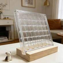 1PC 36 Grids Shell Storage Box Acrylic Square Transparent Seaside Beach Miniature Stone Specimen Display Mini Shell Storage Frame Desktop Storage Diamond Jewelry Box Handmade Gift Decoration Box DIY Storage Box Holiday Gift - Multicolor - View 1