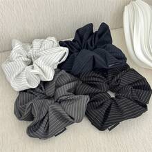 2026 Novo Scrunchie de Cabelo Estilo Coreano Elegante com Listras em Tecido Plus Size, Elástico de Cabelo Multiuso de Alta Qualidade, Faixa de Cabelo para Rabo de Cavalo Fashion para o Dia a Dia, Corda Fixadora de Rabo de Cavalo Feminina, Alta Elasticidade e Durabilidade - Multicolorido - Visão 2