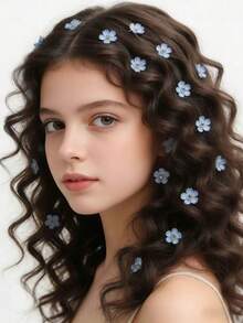 10pcs Floral Beaded Hair Clips - Girls Hair Accessories - Holiday Decorative Hair Clips - Multicolor - View 1