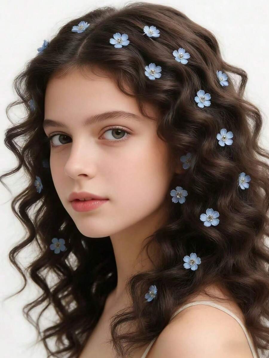 10pcs Floral Beaded Hair Clips - Girls Hair Accessories - Holiday Decorative Hair Clips - Multicolor - View 1