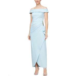 Alex Evenings Adelgazar Lado Largo Vestido Fruncido con Cascada Volantes Falda Vestido para Ocaciones Especiales para Mujer - Cabestro de carbón - Ver 19