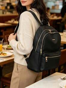 Large Capacity Backpack For Women, Classic Solid Color Handbag For Ladies - Army Green - View 1