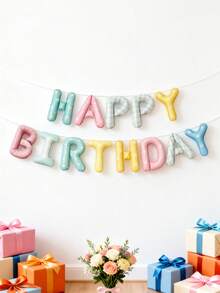 13件組 16英吋香氛主題生日快樂字母氣球套組，適用於生日派對、嬰兒洗禮、主題派對裝飾 - 彩色 - 查看 2