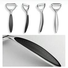 2pcs Stainless Steel Peeler Set, Home Fruit And Vegetable Peeler, Sharp Potato Apple Cucumber Peeler, Non-Slip Handle Melon Peeler - Black - View 4