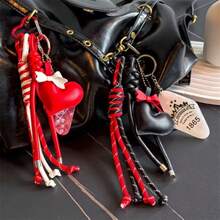 1pc Cute Y2K Style Tassel Heart Women's Keychain, Fashionable Bag Decoration Accessory Keyring - Multicolor - View 6