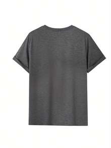 Men's Short-Sleeved T-Shirt With Round Neck And Letter Print Design, Summer Fashion. - 深空灰 - 查看 2