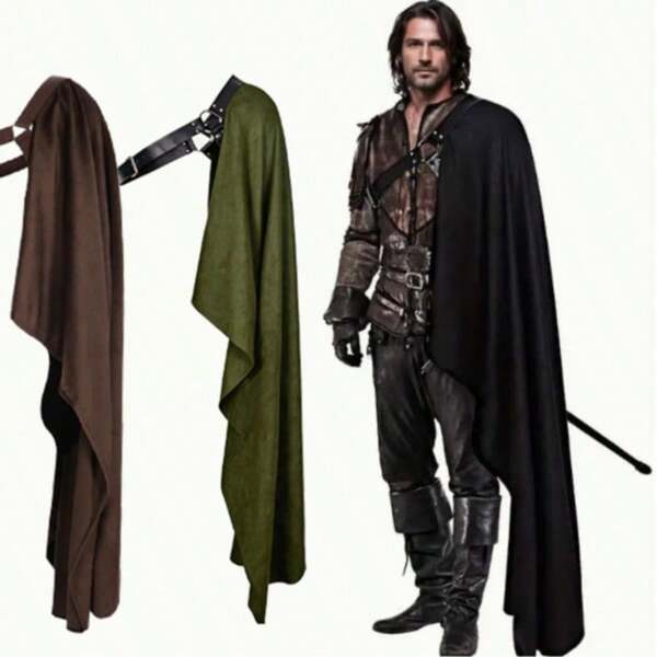 1pc Medieval Viking Retro Steampunk Shawl Shoulder Wrap Waist Belt Cloak, Halloween Stage Costume Elf King Warrior Knight Cosplay Prop