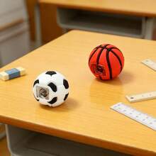 1/2/4pcs Creative Football/Basketball Shaped Pencil Sharpeners, PVC Material, Mini Single-Hole Pencil Sharpener, Back To School Student Essential - Multicolor - View 4