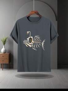 Fashionable Print Men'S Round-Neck Short-Sleeve Shirt with a Cool Street Style, Suitable for Young People Who Seek Individuality And Avant-Garde - Bianco - Visualizzare 11