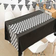 1pc Racing Theme Tablecloth, Black Racing Car Pattern Table Cover, Baby Shower Party Tablecloth, Racing Birthday Party Decoration, Gender Reveal Party Decoration Table Runner, Racing Theme Party Supplies, Racing Game Table Decoration, First Tooth Party Decoration, Welcome Newborn Party Decoration Table Runner, Racing Room Decoration, Home Decor, Outdoor Decoration Disposable Tablecloth, 1st Birthday Gift - Black Racing Car - View 5