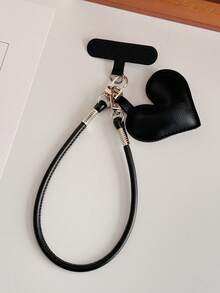 Ins Fashion Creative Leather Heart-Shaped Bag Charm, Heart Keychain, Phone Case Strap, Couple Backpack Pendant, Suitable For Phone Lanyard, CCD Camera Hanging Chain, Bag Decoration, Creative Anti-Loss Wrist Strap - Multicolor - View 2