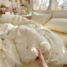 Set Selimut Ringan Motif Bunga 3 pcs 100% Poliester, 2 Sarung Bantal + 1 Penutup Selimut (Tanpa Sprei) - Pita warna-warni - View 5