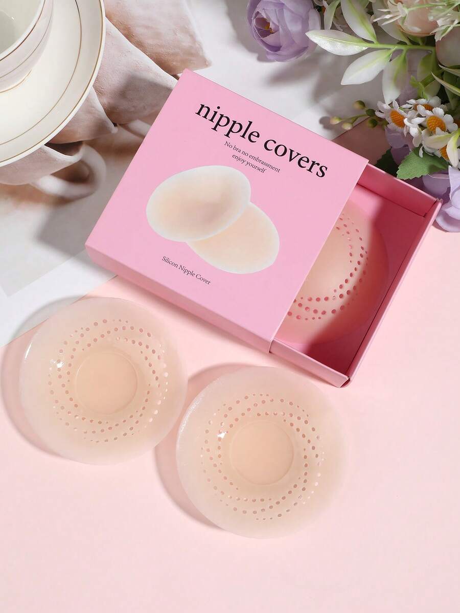Set de regalo de cubiertas adhesivas para pezones de verano, material de silicona lavable y reutilizable, ligero y anti-protuberancia de pezón, invisible y sin costuras, almohadillas para pechos de mujer, adecuado para boda, vacaciones en la playa, uso diario - Multicolor - Ver 1