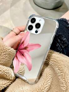逼真粉色百合花鏡面手機殼，相容 iPhone 11/12/13/14/15/16/17/17pro/17e/17air/17pro Max 與 Galaxy/A54/A14/A12/A13/A15/A32/A33/A24/A52S/S20/S21/S22/S23/S24/S23Plus/S24ultra/S25/A15/A33/A23/S26/S26ultra/S25/S25ultra，透明保護殼，花卉設計，適合女性與女孩 - 彩色 - 查看 2