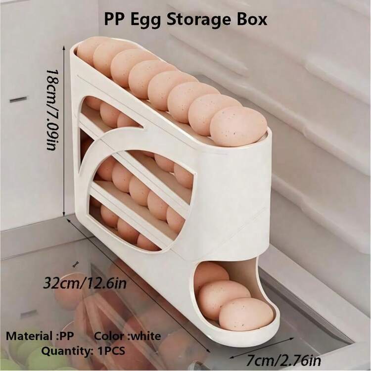 Caja de almacenamiento de huevos para refrigerador de múltiples capas y gran capacidad, bandeja giratoria deslizante para huevos, conservación de frescura - Multicolor - Añade 2