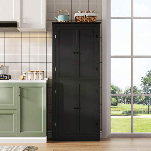 Kitchen Cabinet, Multifunctional Tall Cabinet, Sideboard With Two Doors With Shelves, Storage Compartments And Interior Drawer, 182 * 40 * 75, Suitable For Kitchen, Dining Room And Living Room.