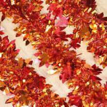 1/3pcs 78 Inch Glitter Tassel Autumn Maple Leaf Garland, Autumn Decoration, Christmas Indoor Decoration, Room Decoration, Indoor/Outdoor Fireplace Tree Ornament, Suitable For Thanksgiving, Halloween Party, Home Bedroom Decoration - Red - View 3