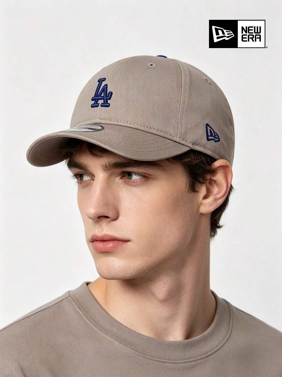 New Era American Style Khaki Grey LA Embroidered Soft Top Baseball Cap, Unisex Daily Outdoor Sports Sun Hat - Light Grey - View 1