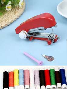 14pcs Gift/1 Set Portable Mini Sewing Machine, Handheld Manual Simple Sewing Machine, Home Portable Tailoring Machine, White - 1pc, Small Tailoring Machine - Multicolor - View 5