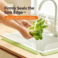 1pc Suction Cup Sink Splash Guard, Raised Splash Guard, Suitable For Kitchen Dishwashing, Home Kitchen Accessory - Multicolor - View 3